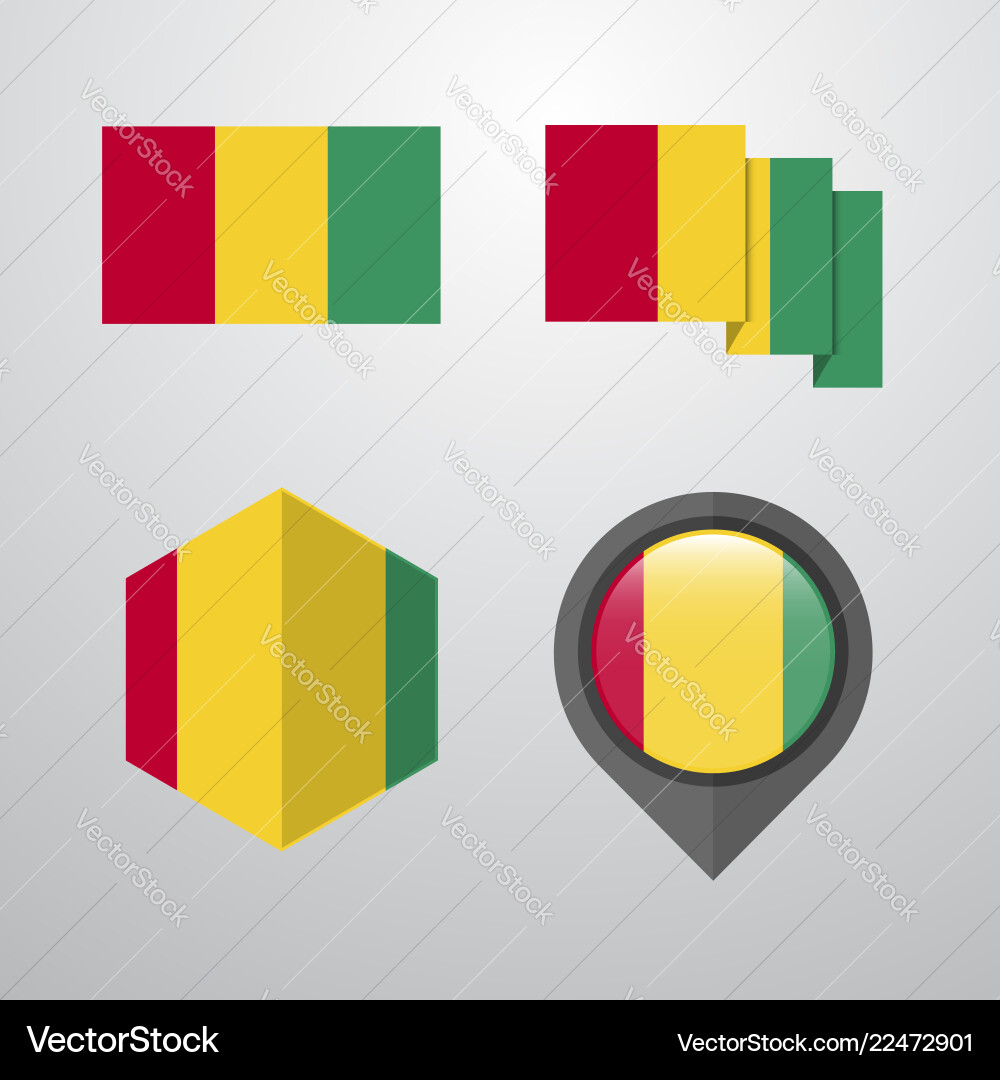 Guinea flag design set vector image