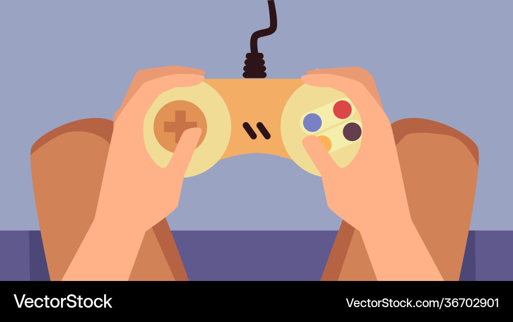 Hände halten Spiel Controller Joystick Konsole Hände halten Spiel Controller Joystick Konsole vektorbild