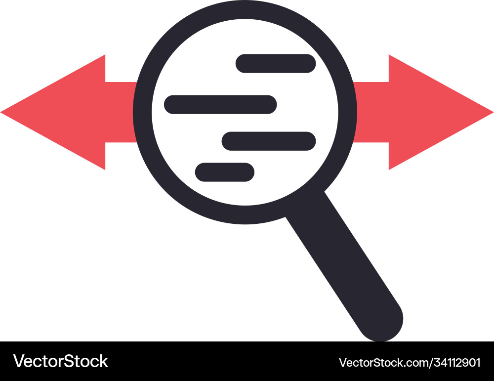Lupe with arrows line and fill style icon Vector Image