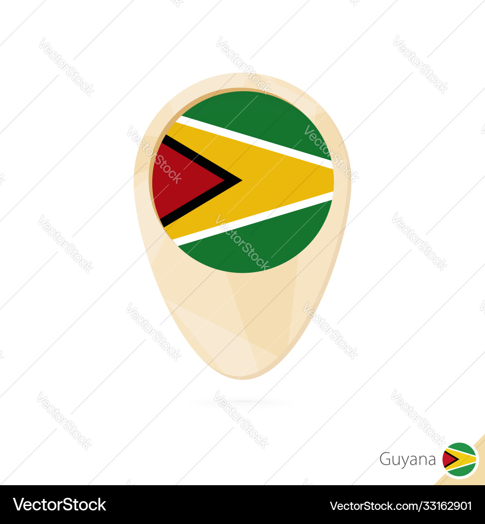 Map pointer with flag guyana orange abstract Vector Image