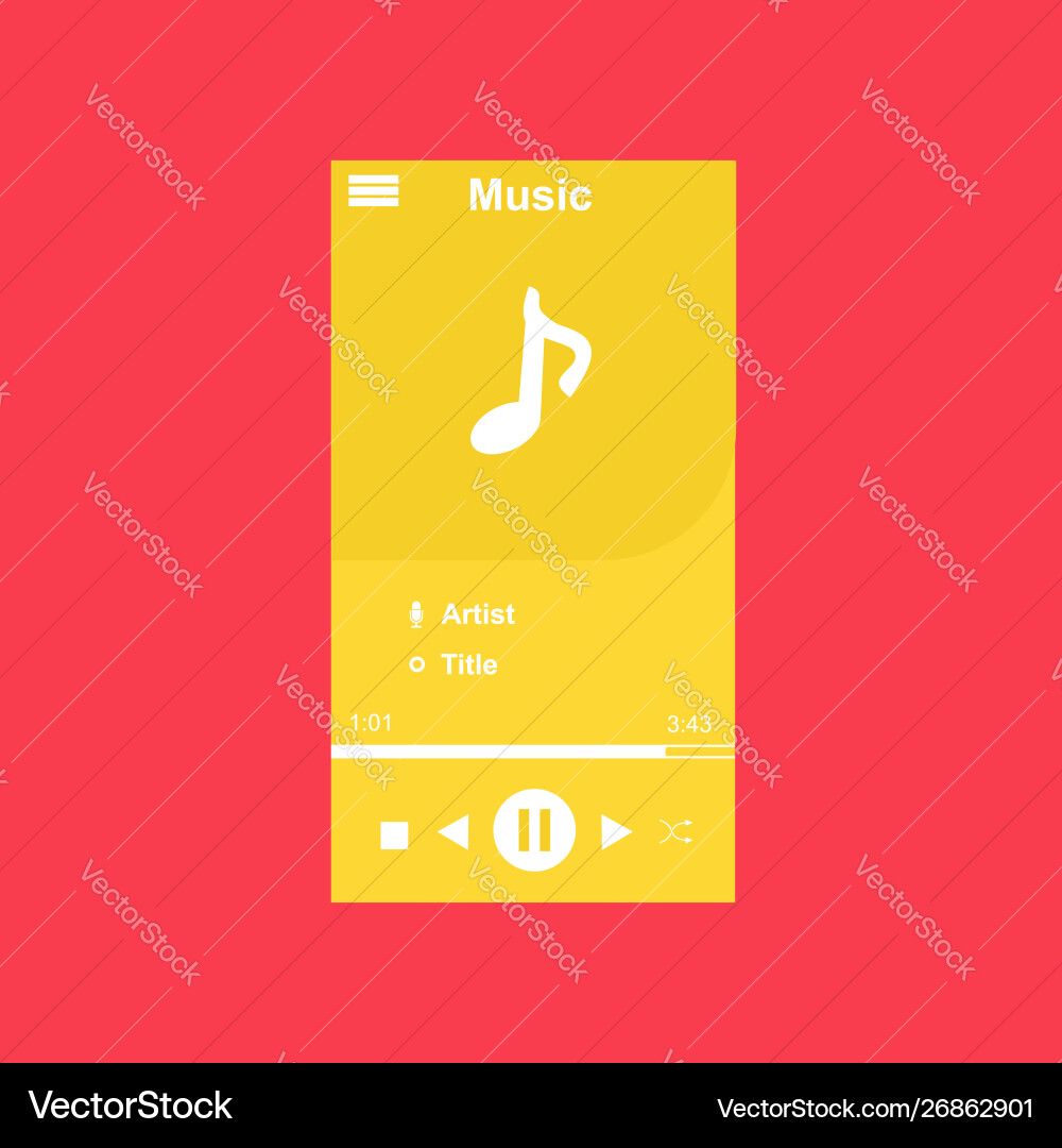 Media player application app template with flat Media player application app template with flat vector image