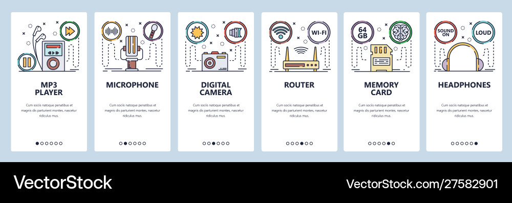 Mobile app onboarding screens computer devices vector image