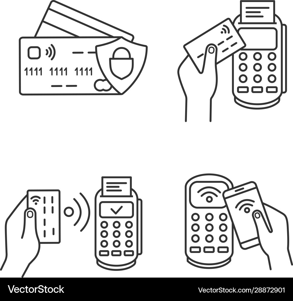 Nfc payment linear icons set Vector Image