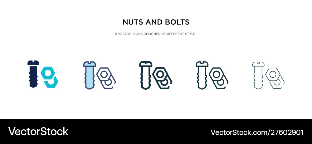 Nuts and bolts icon in different style two Vector Image