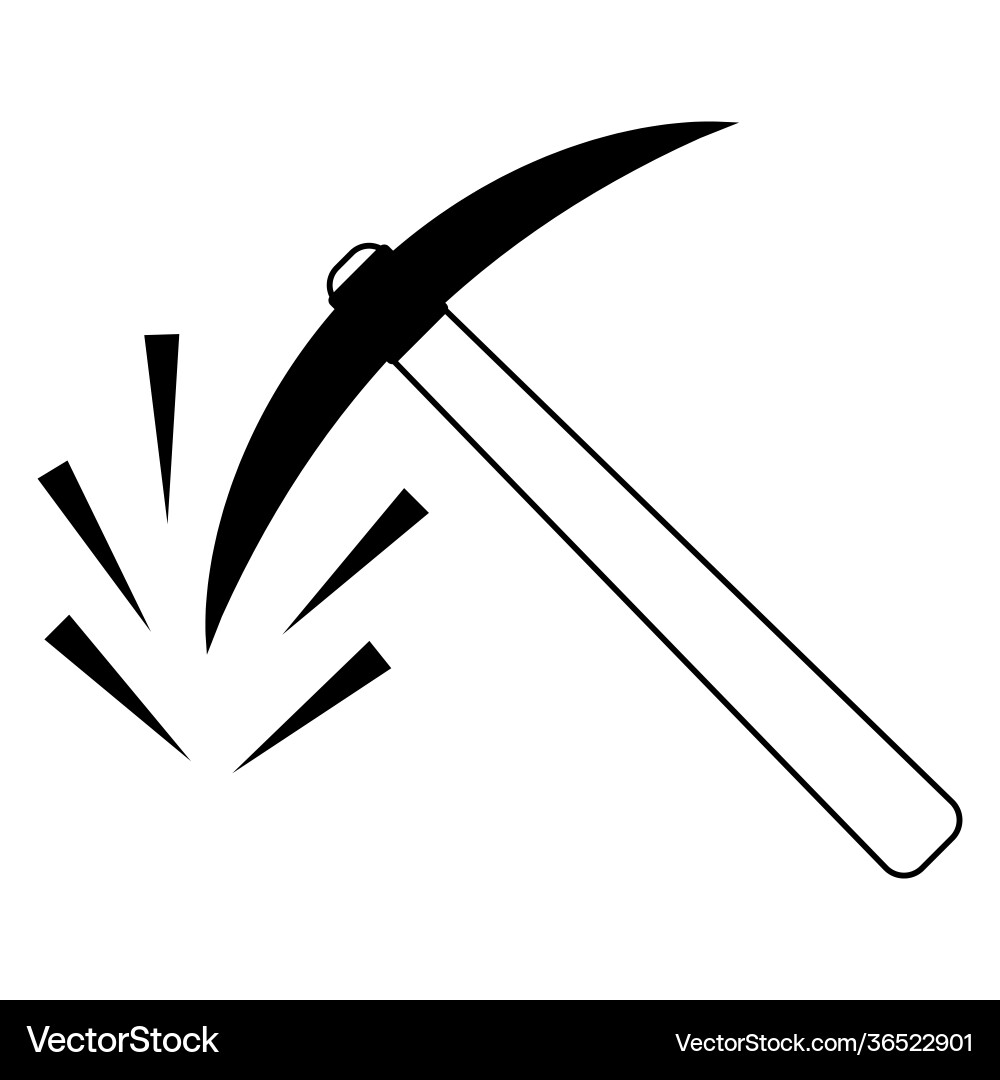 Pickaxe with shards symbol mining vector image