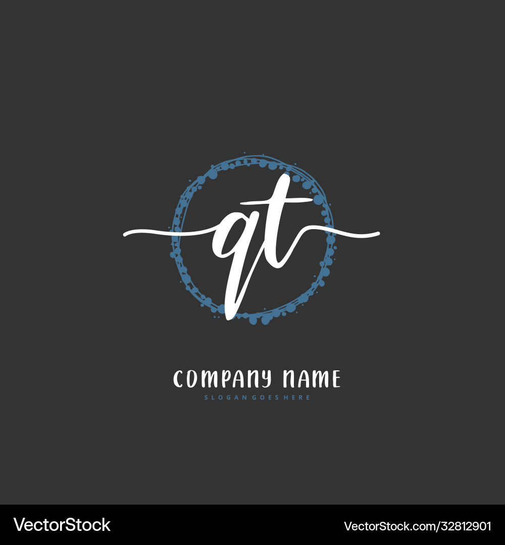Q t qt initial handwriting and signature logo Q t qt initial handwriting and signature logo Vector Image