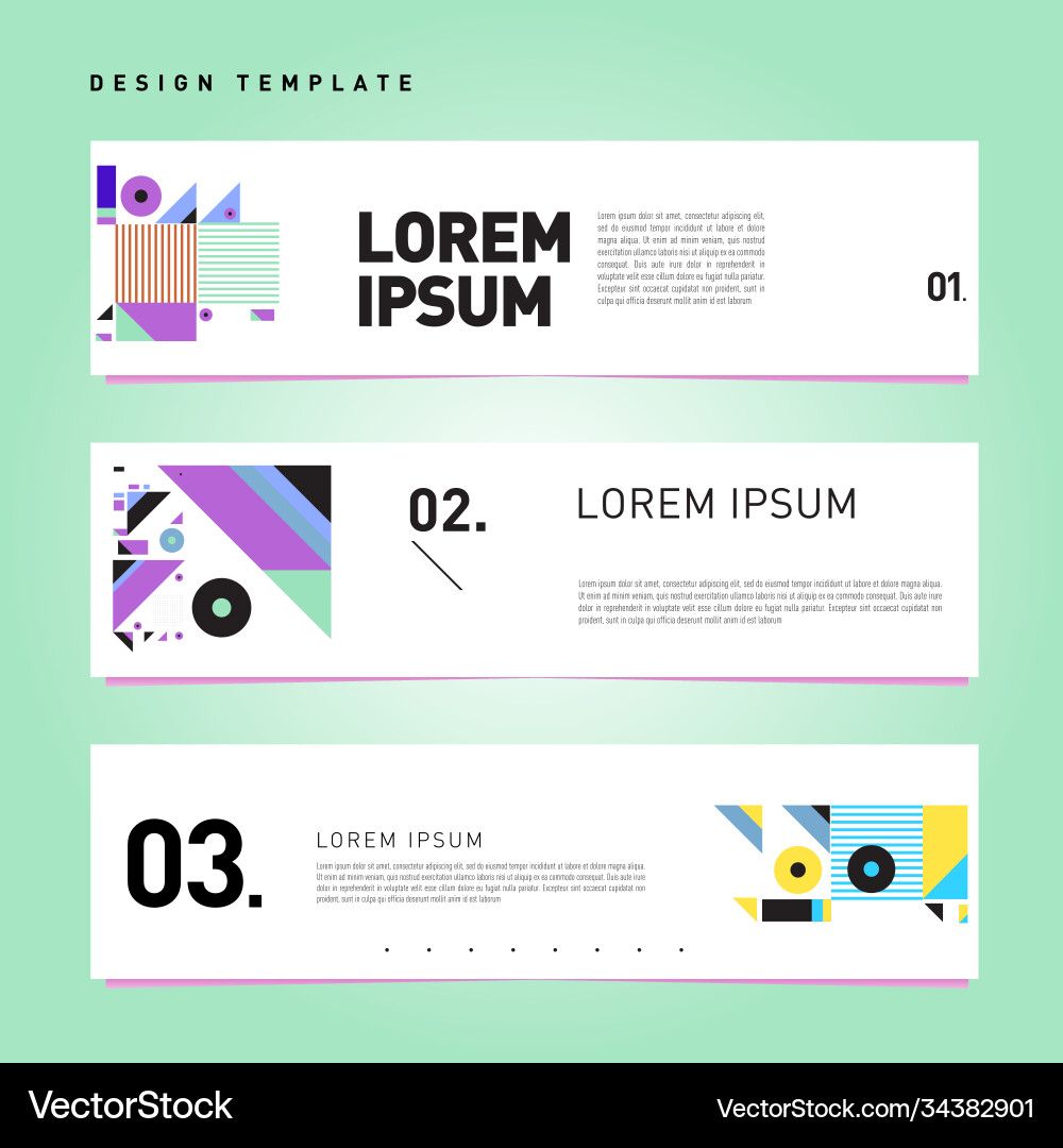 Set abstract banner web design template retro Vector Image