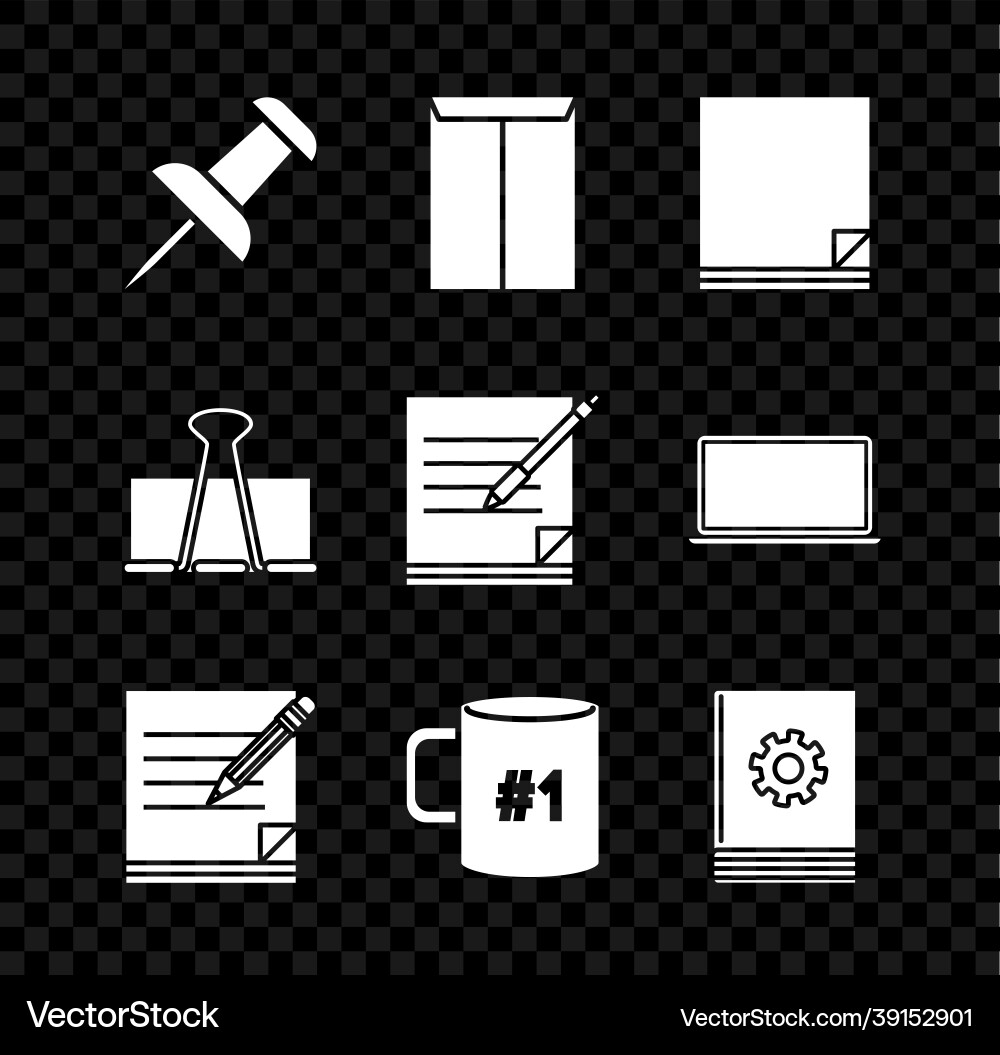 Set push pin envelope file document blank Set push pin envelope file document blank vector image