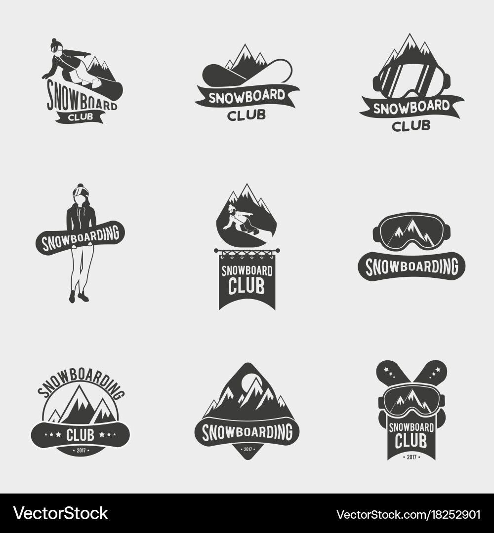 Snowboard Club Badges & Logos vector image