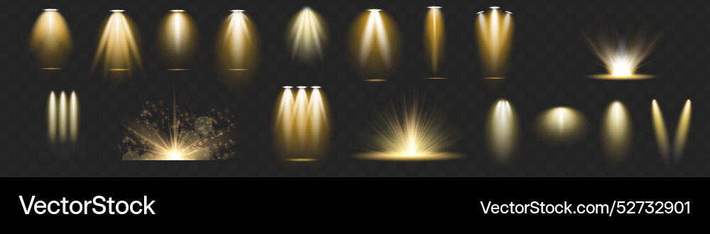 Spotlight yellow color light effect glowing Vector Image