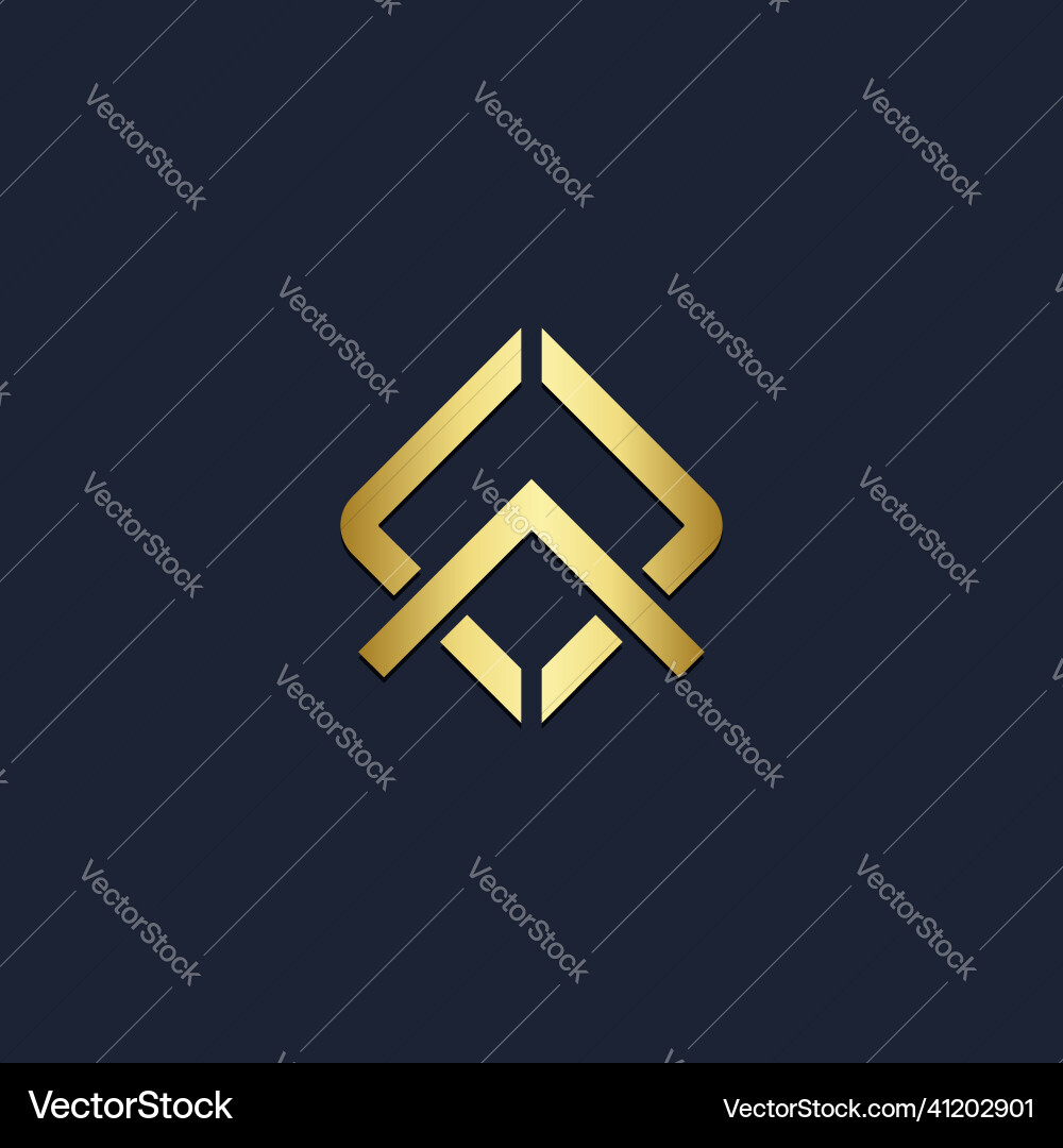 Square line shape abstract company gold logo Vector Image
