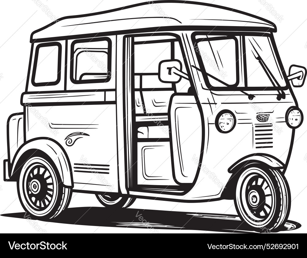 Street sprinter tuk rickshaw with sleek black Street sprinter tuk rickshaw with sleek black vector image