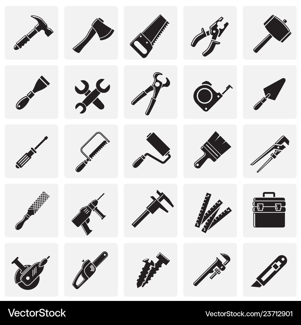 Tools icons set on squares background for graphic Tools icons set on squares background for graphic vector image