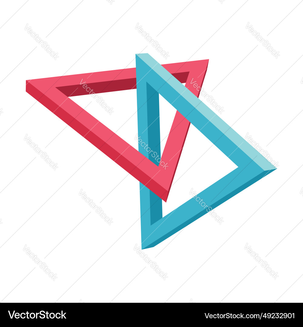 Two intersected triangles color triangular frames Two intersected triangles color triangular frames vector image