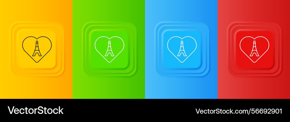 White eiffel tower with heart icon isolated Vector Image