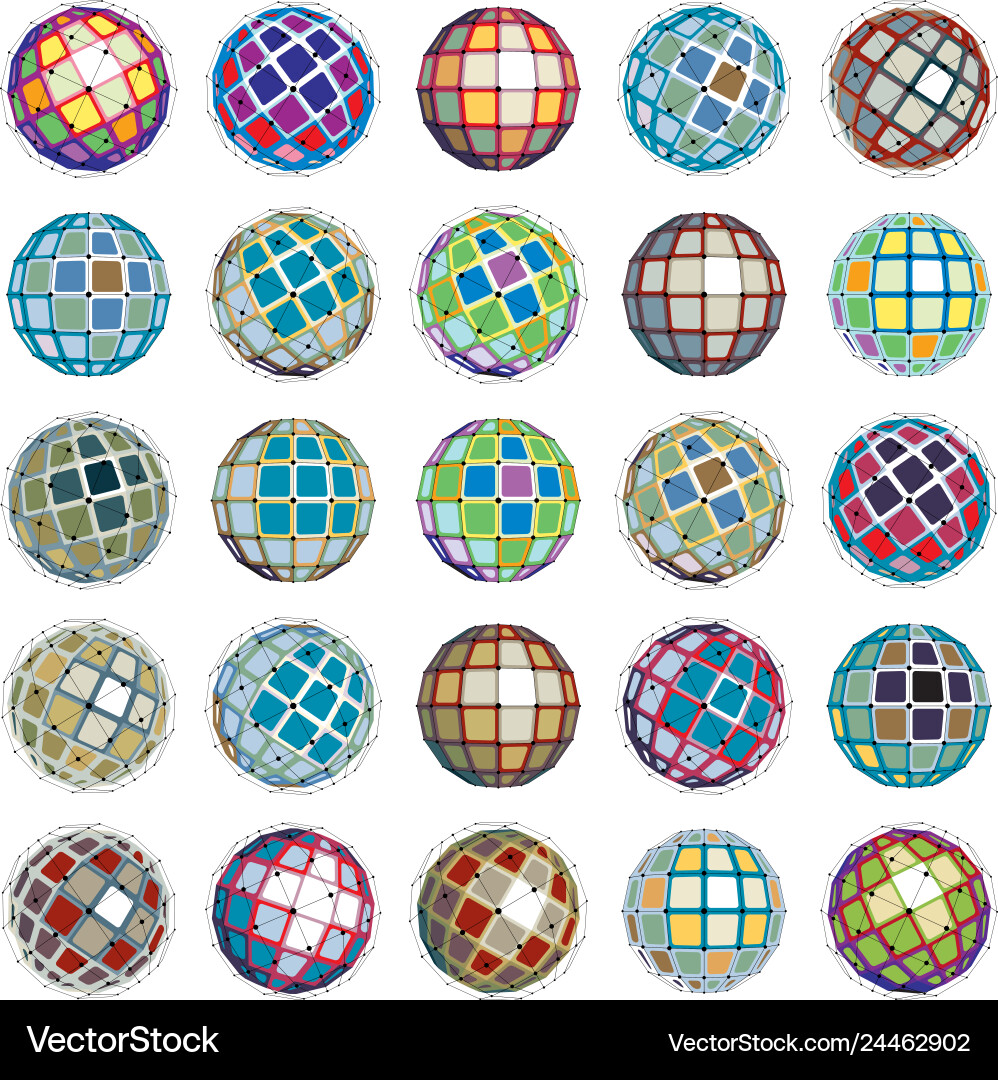 3d digital wireframe spherical objects made using 3d digital wireframe spherical objects made using Vector Image