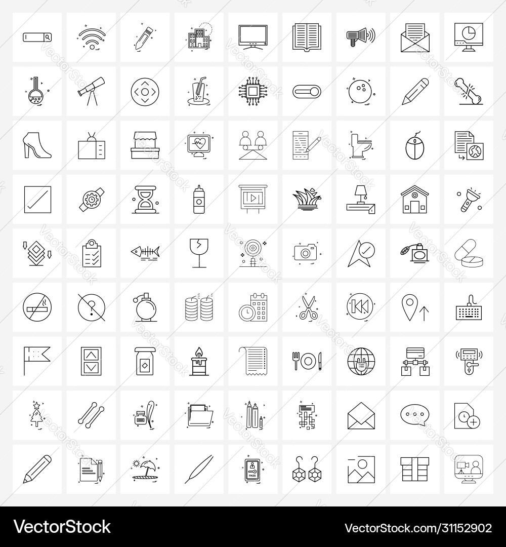81 universal line icons for web and mobile Vector Image