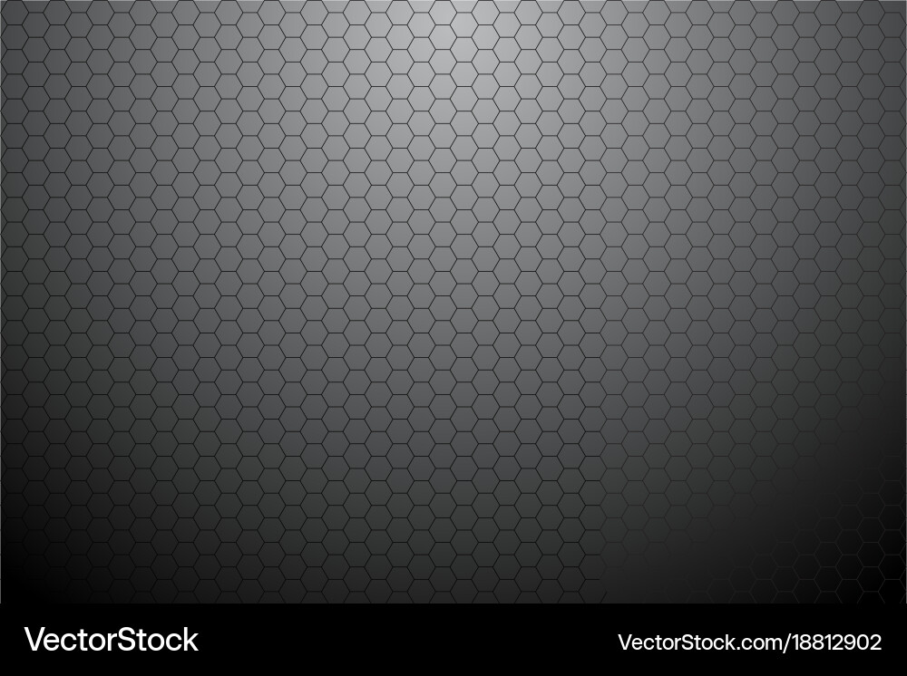 Black hexagonal mesh on gray background vector image