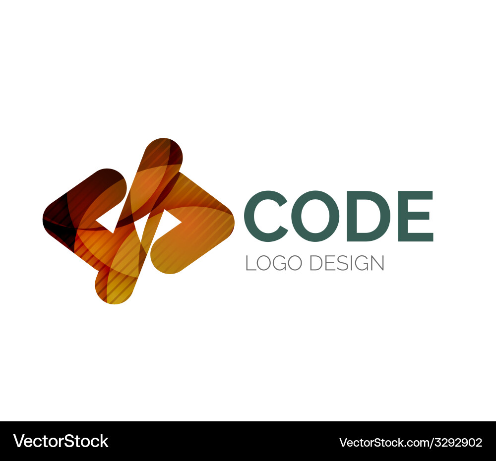 Code icon logo design made of color pieces vector image