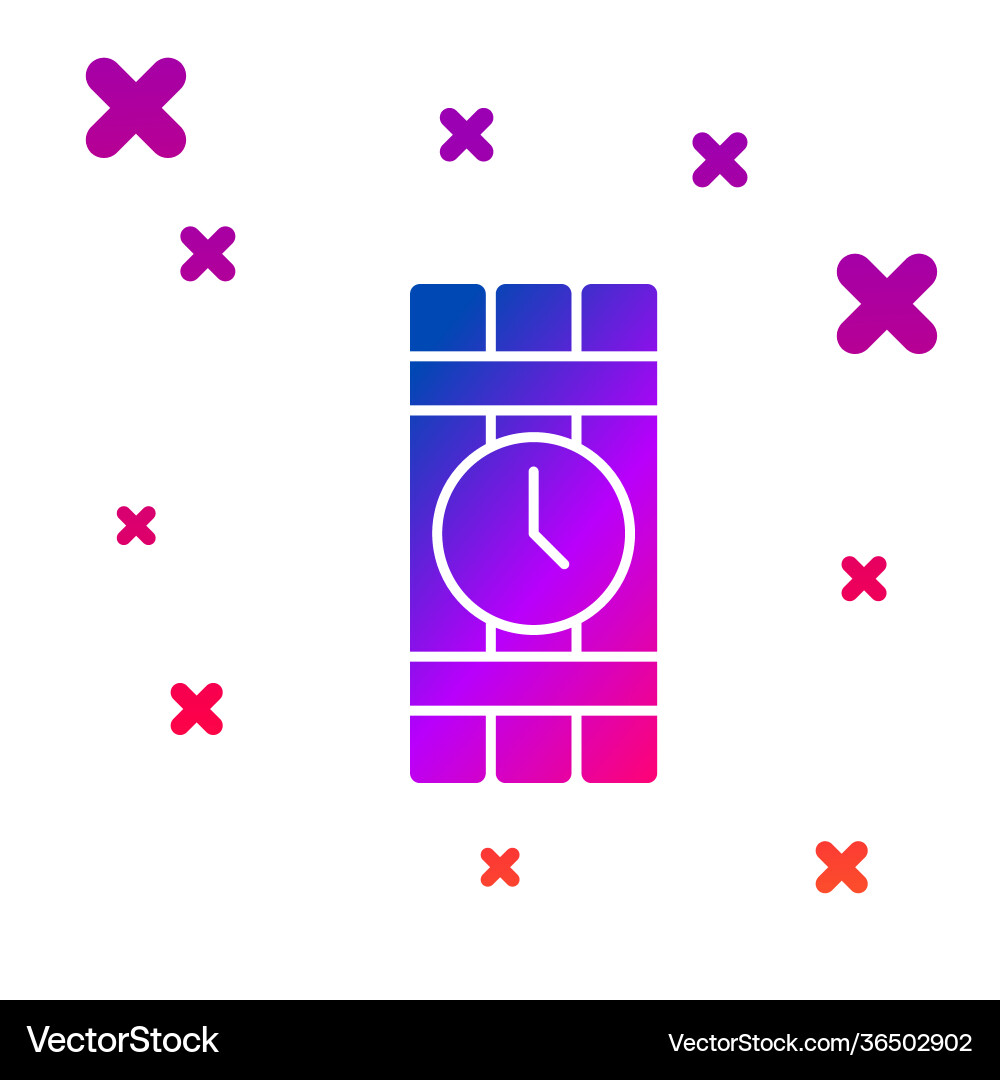 Color detonate dynamite bomb stick and timer clock Vector Image