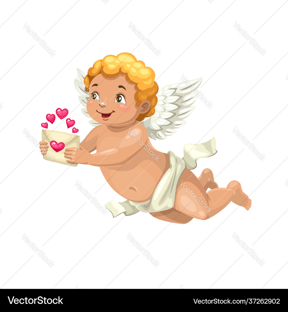 Cupid with love letter angel valentines day Cupid with love letter angel valentines day vector image