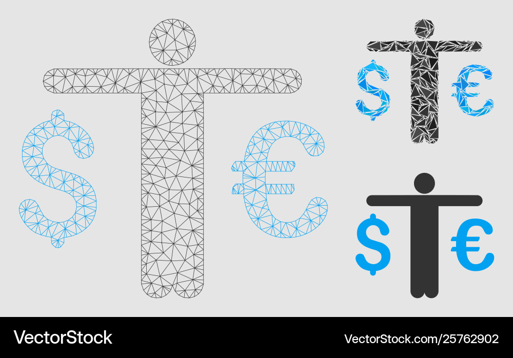 Currency trader mesh carcass model Currency trader mesh carcass model vector image