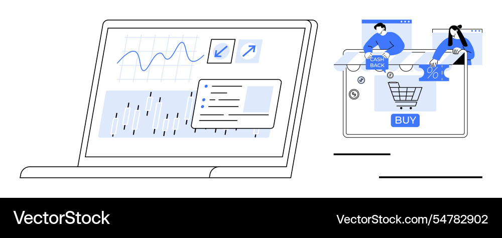 E-commerce and data analytics concept with online E-commerce and data analytics concept with online vector image