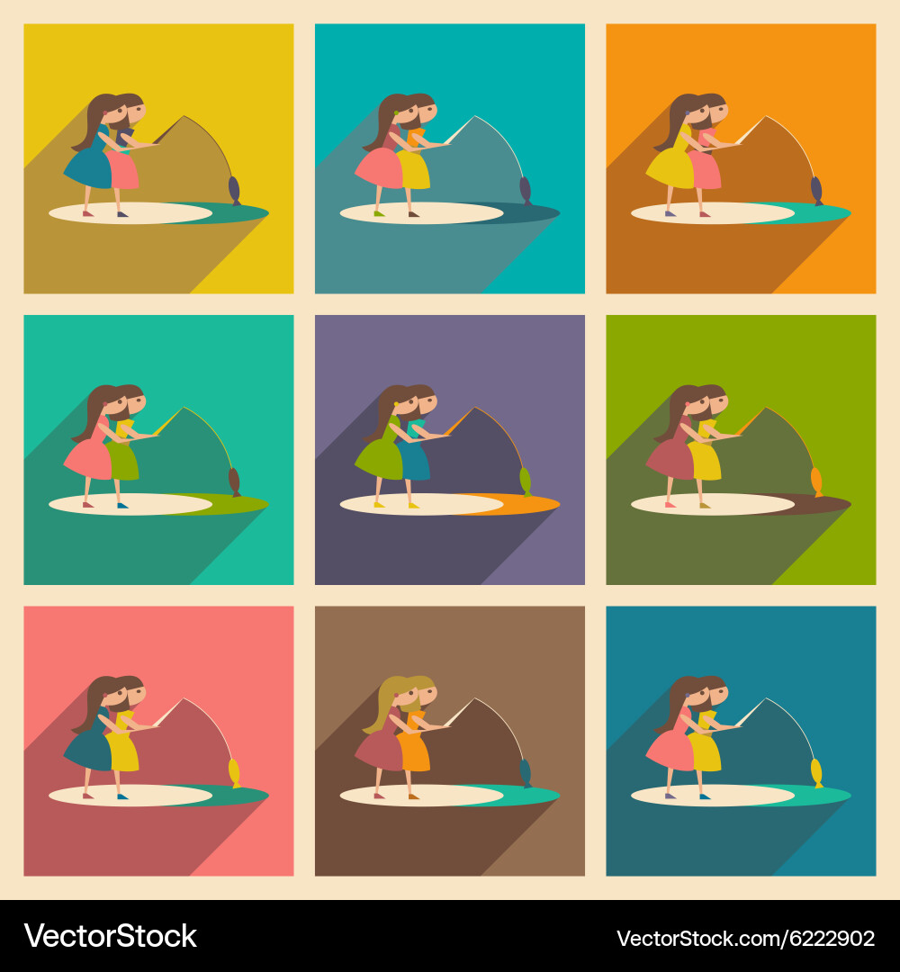 Flat with shadow concept and mobile application vector image