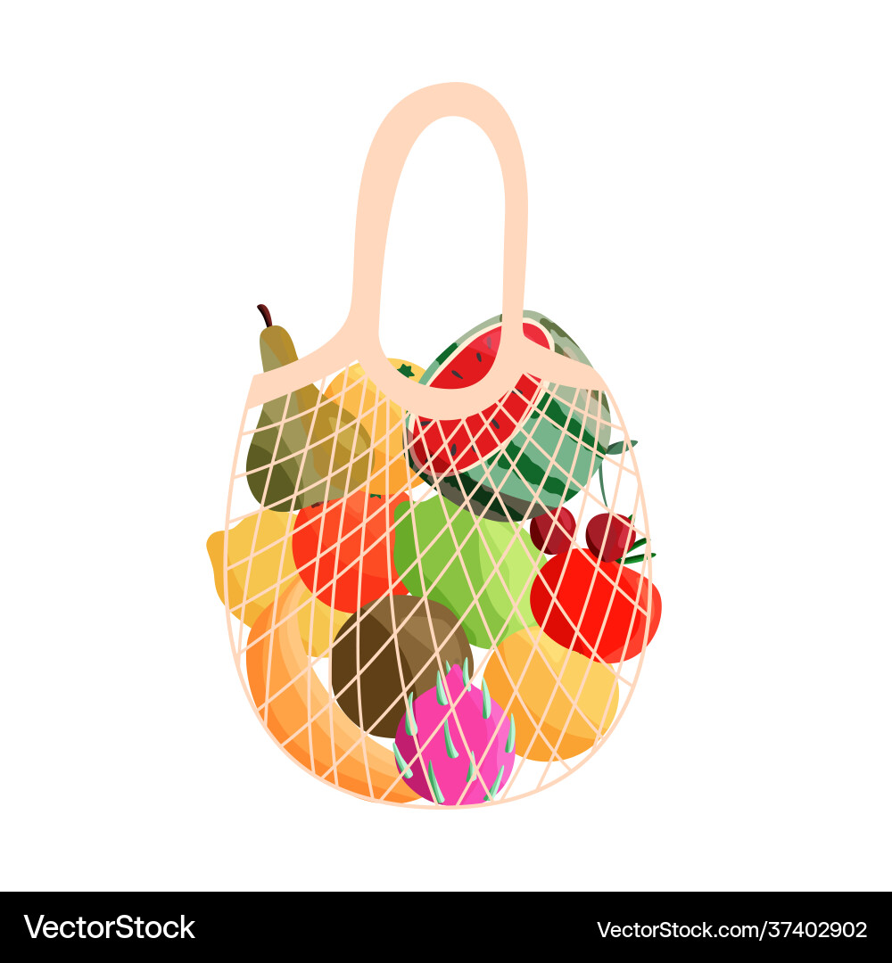 Fresh Fruit Shopping Bag Vector Image
