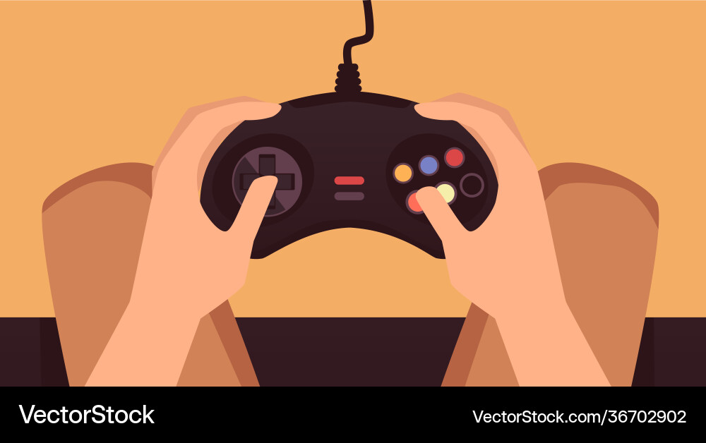 Game Controller Joystick Konsolengerät im Menschen Game Controller Joystick Konsolengerät im Menschen vektorbild