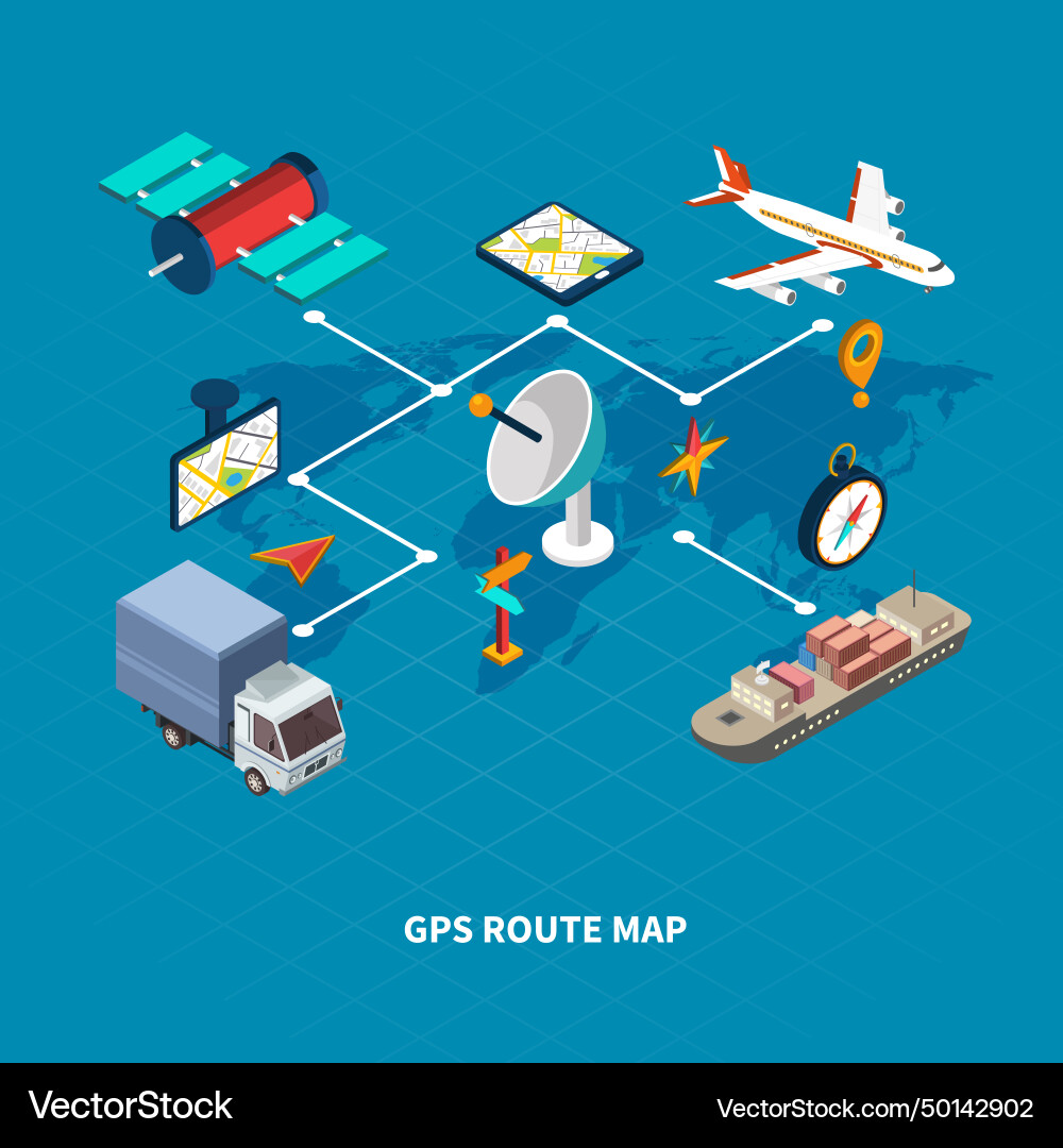 Gps route map flowchart Gps route map flowchart vector image
