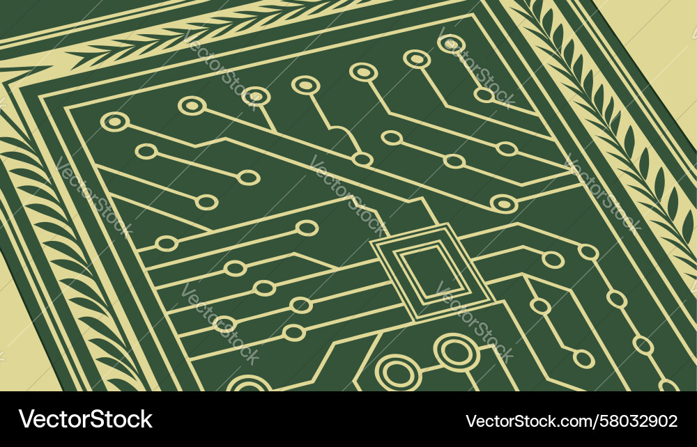 Green Circuit Tile - Tech Pattern Vector Image