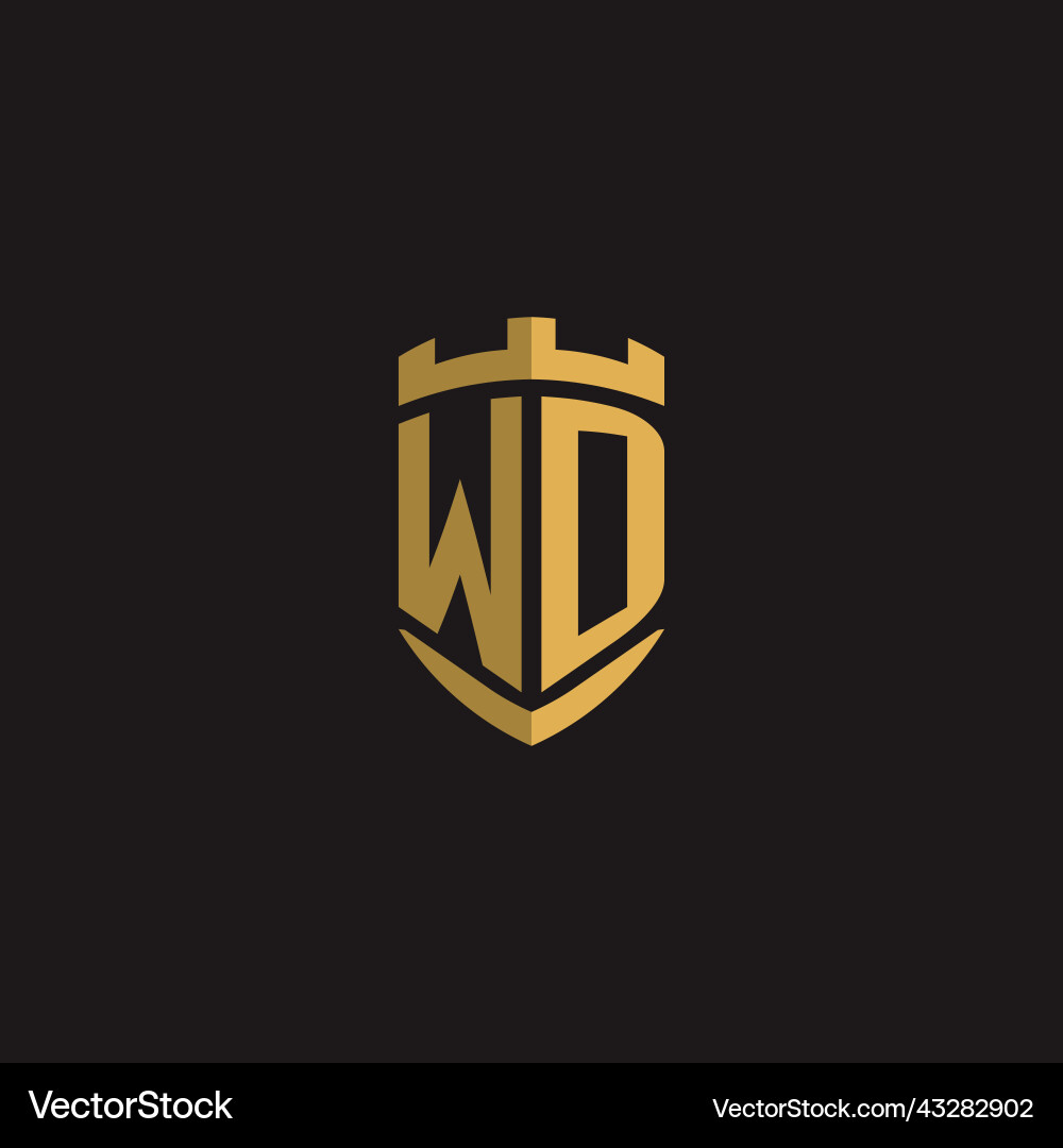 Initials wd logo monogram with shield style design Vector Image