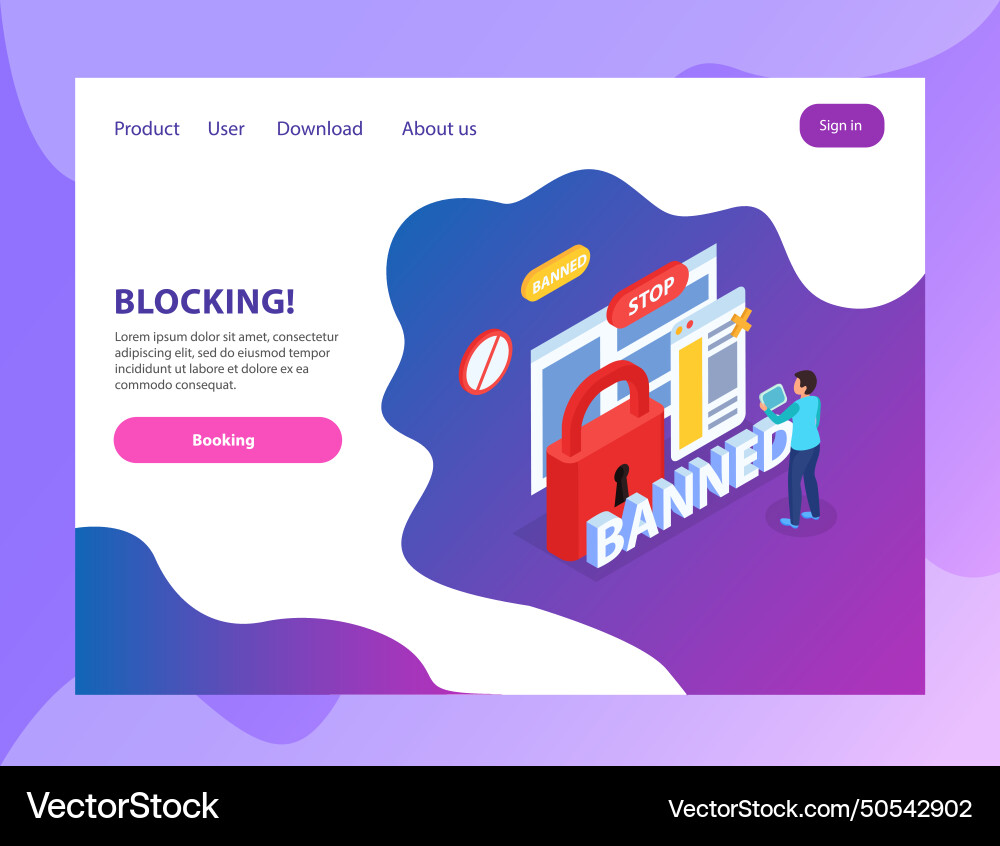 Internet blocking landing page vector image