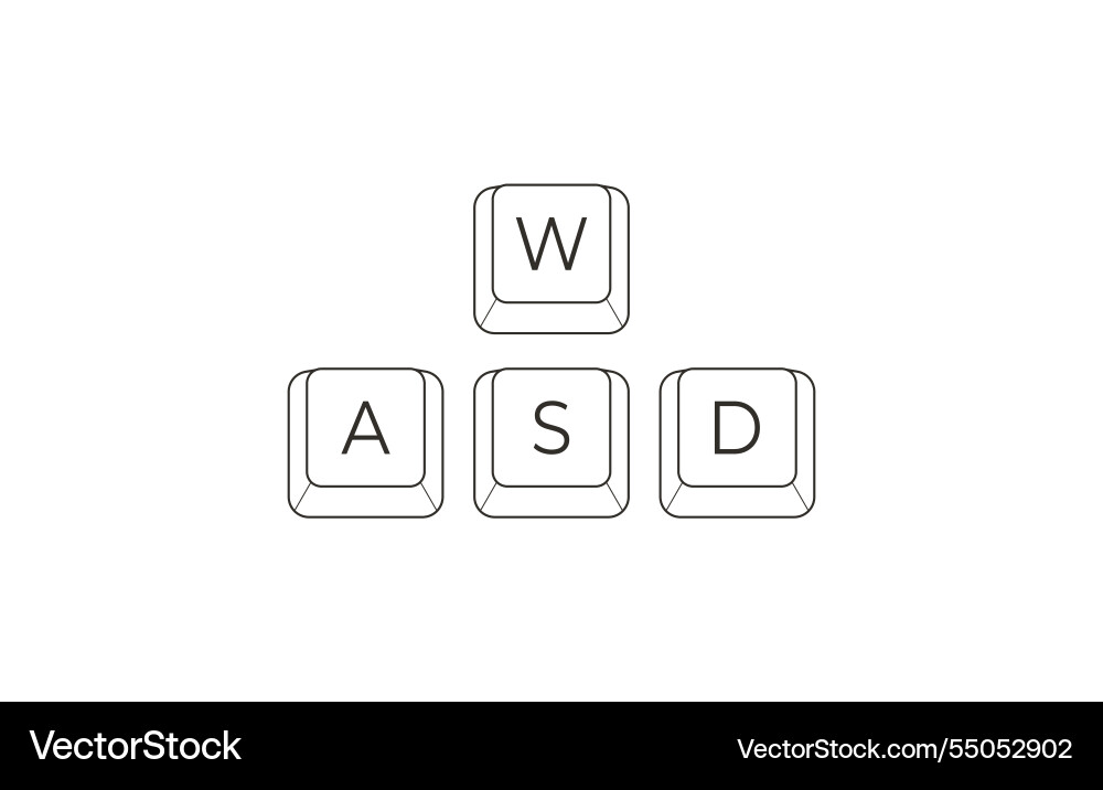 Keyboard control keys awsd in flat line style vector image