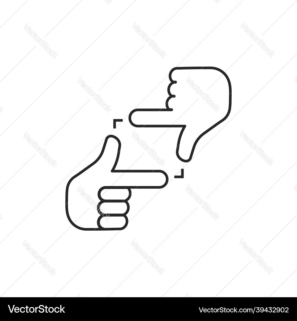 Linear hands make simple photo frame Linear hands make simple photo frame vector image