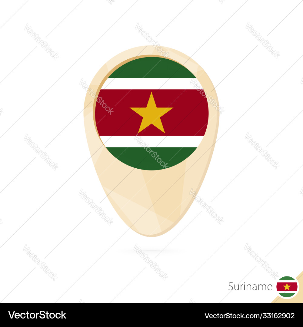 Map pointer with flag suriname orange abstract vector image