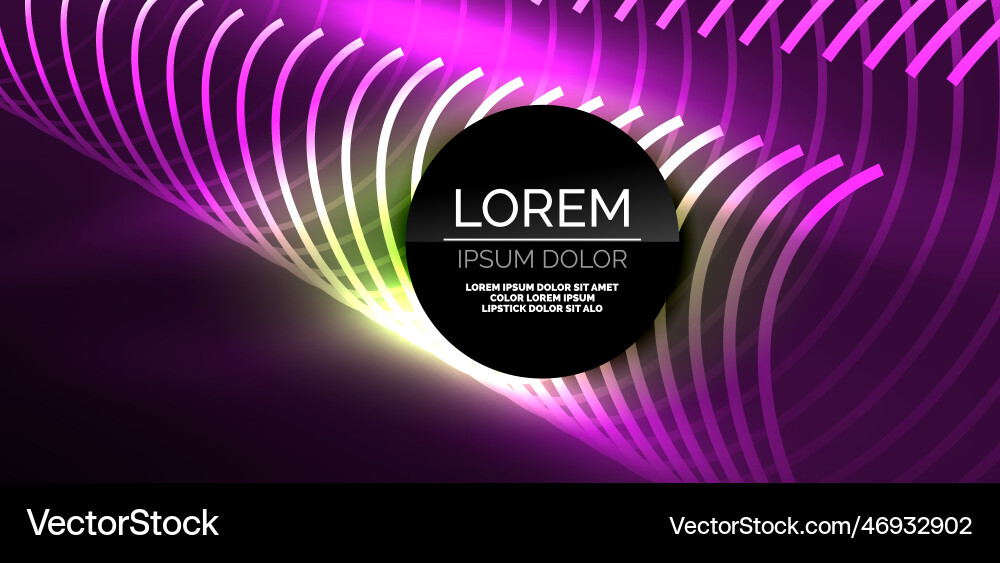Neon lines and waves abstract background techno Vector Image