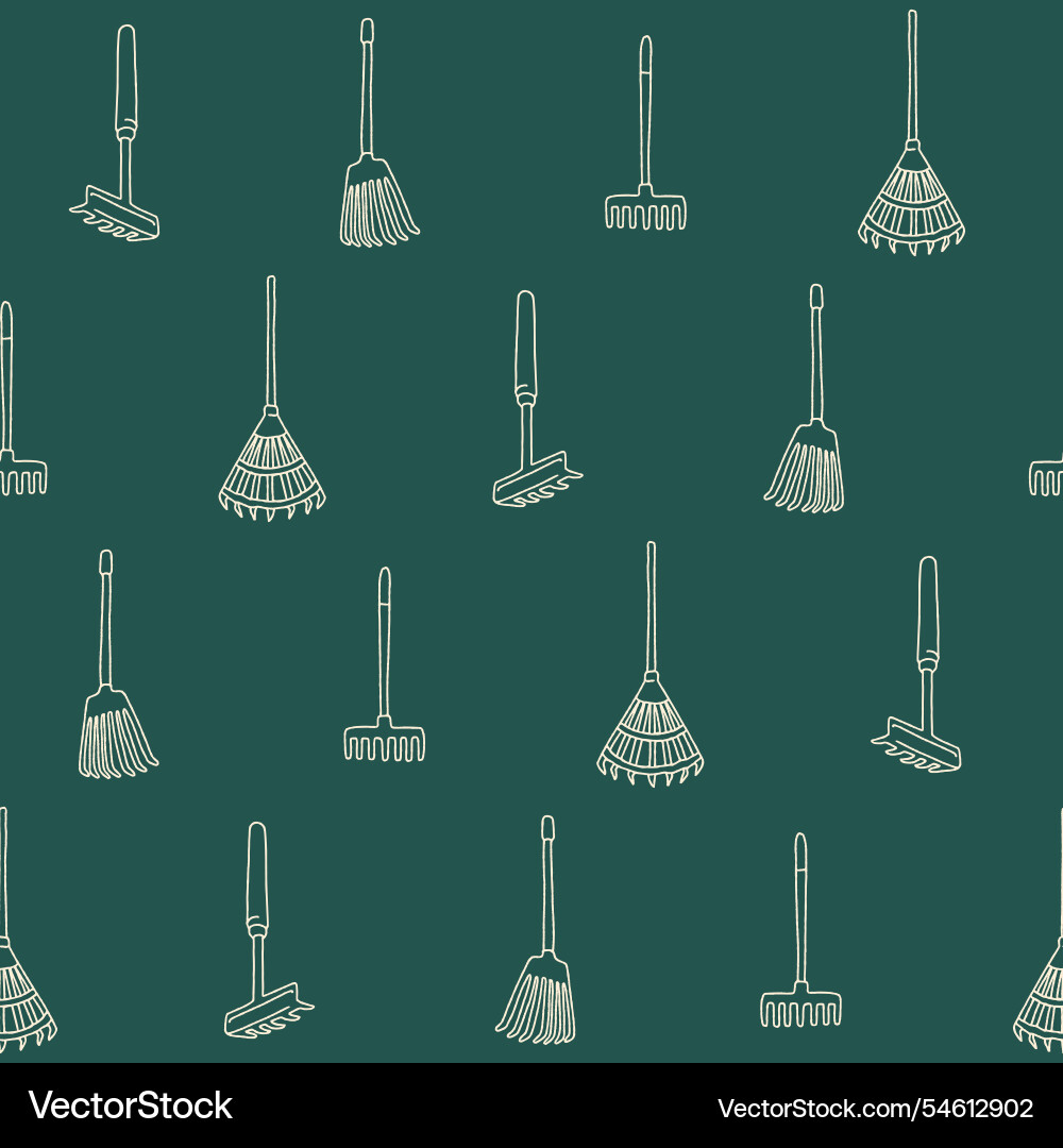 Outline collection of rake seamless pattern design Outline collection of rake seamless pattern design vector image