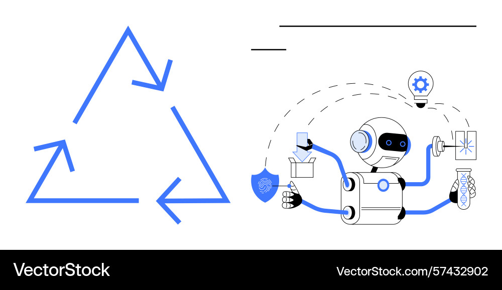 Robot utilizing sustainable recycling practices Robot utilizing sustainable recycling practices vector image