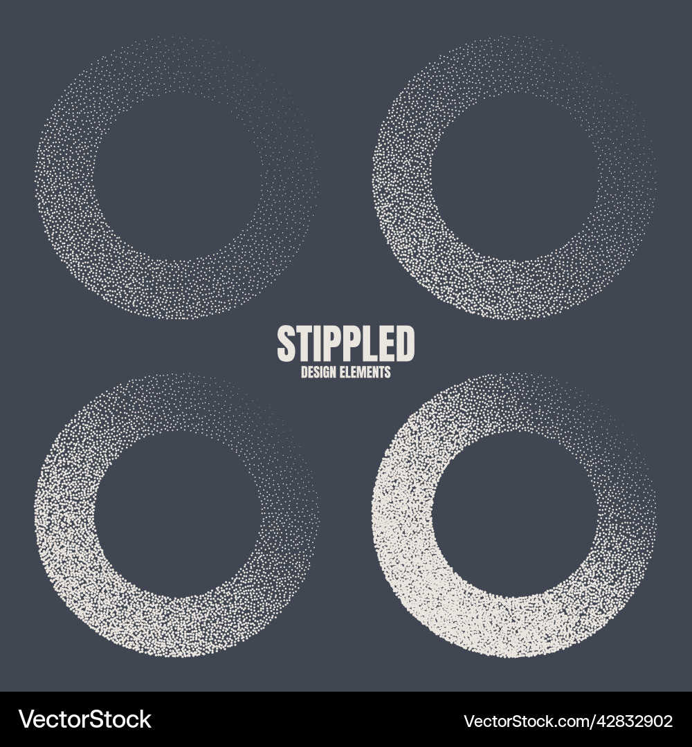 Round shaped dotted objects stipple elements Round shaped dotted objects stipple elements vector image