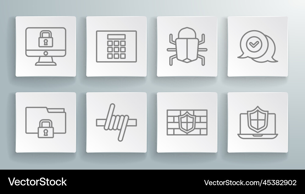 Set line folder and lock password protection Set line folder and lock password protection vector image