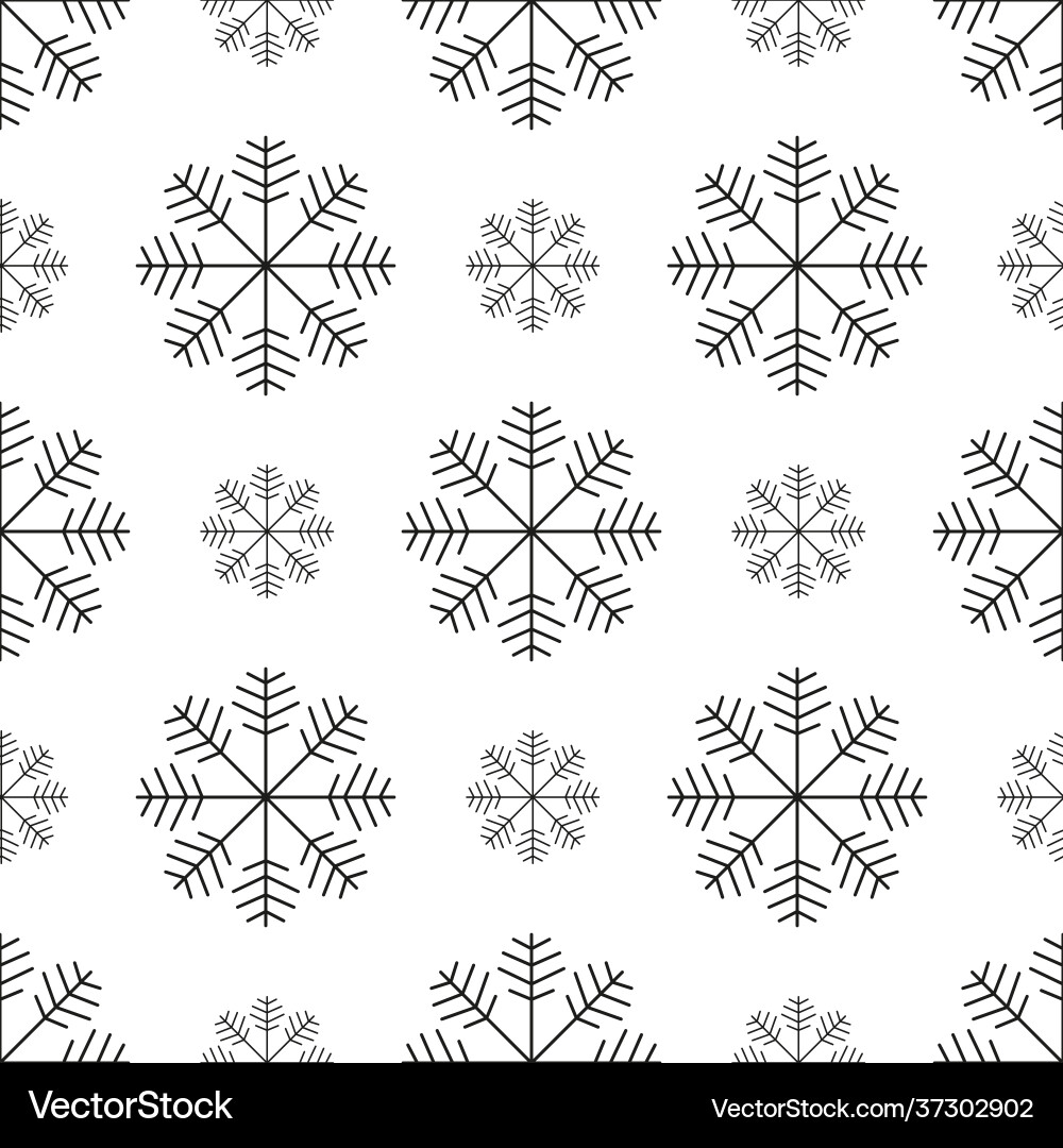 Snowflake simple seamless pattern black snow Snowflake simple seamless pattern black snow Vector Image