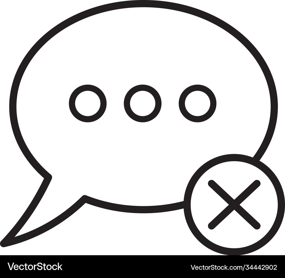 Speech bubble with denied symbol line style Vector Image