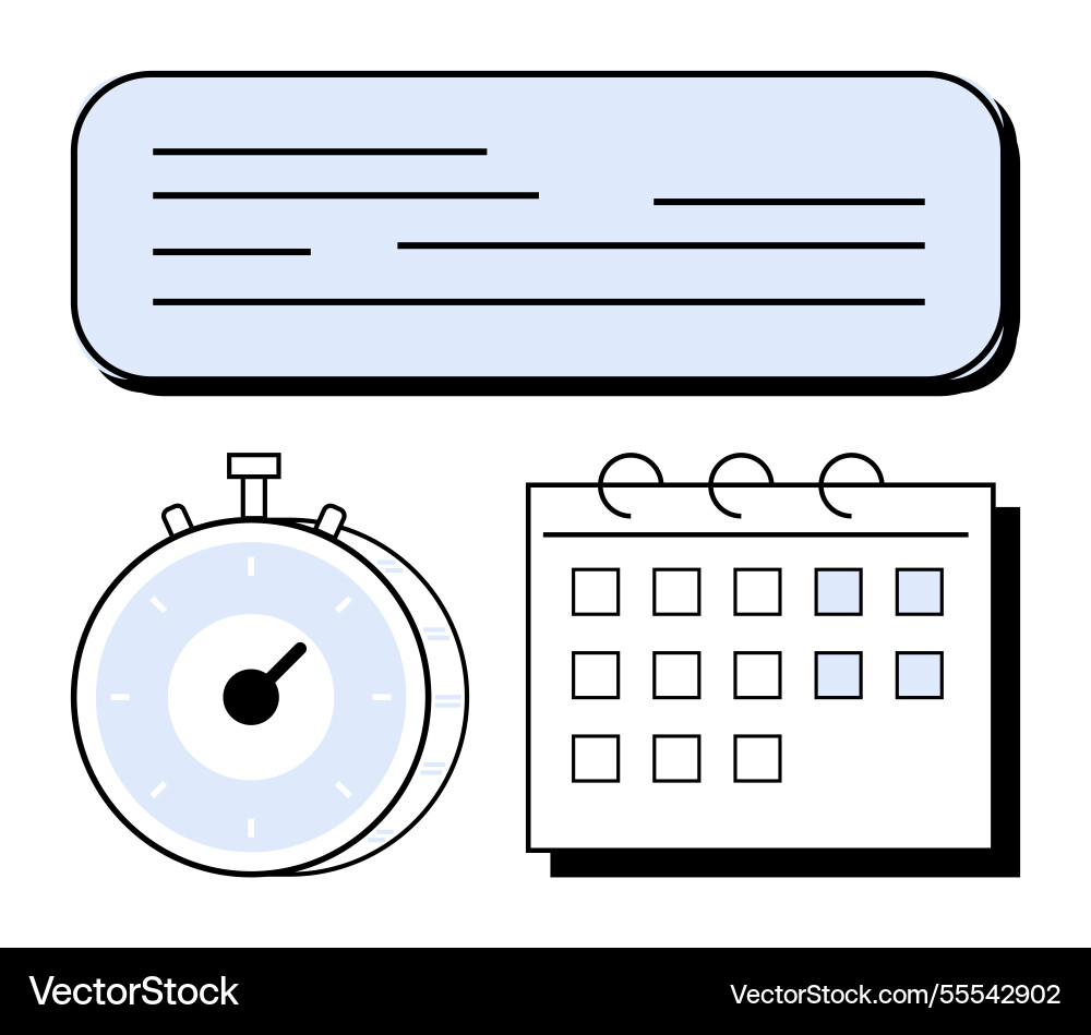 Stopwatch calendar and text box representing Stopwatch calendar and text box representing vector image