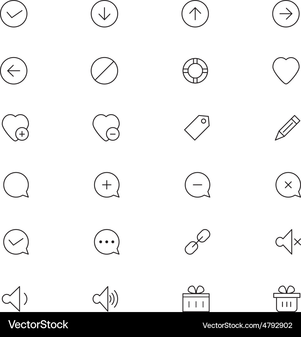 User Interface Icon Set - Line Icons Vector Image