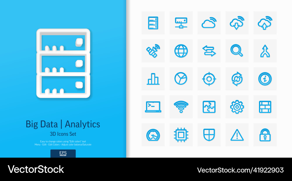 3D Data Analytics Icons vector image