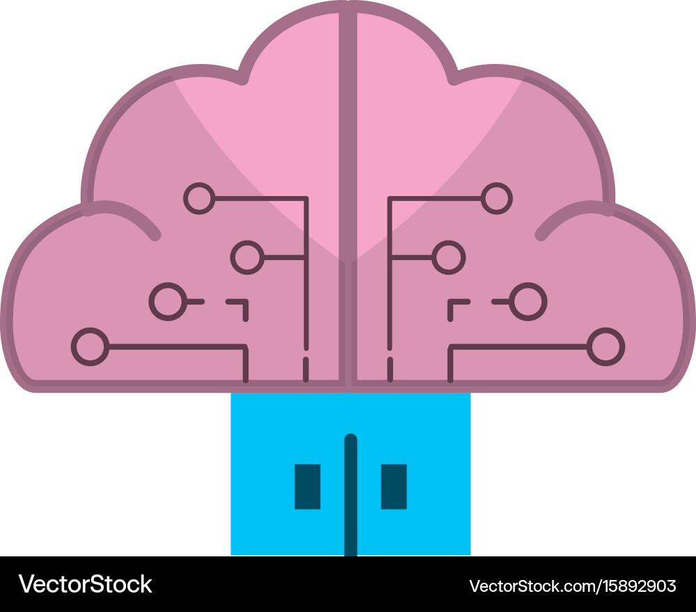 Brain cloud data with circuits and door connection vector image