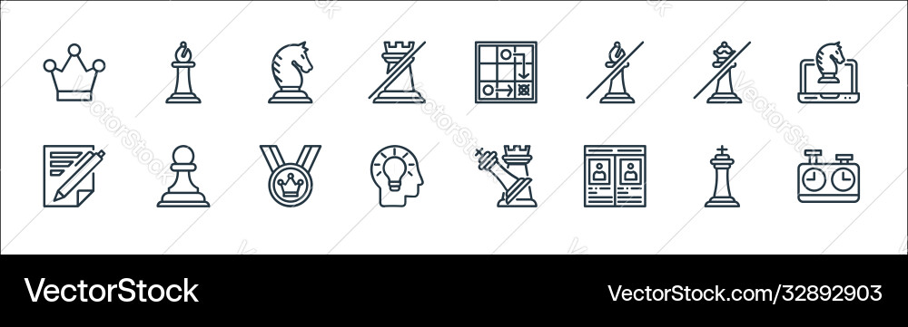 Chess game line icons linear set quality Chess game line icons linear set quality Vector Image