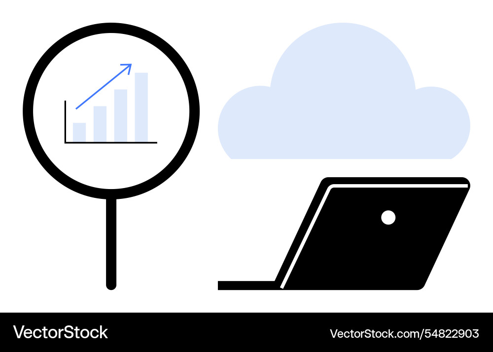 Data analytics and cloud computing with magnifying Data analytics and cloud computing with magnifying vector image
